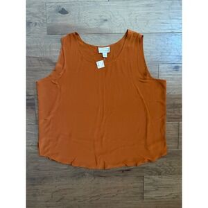 NWT August Max Woman Burnt Orange 100% Silk Tank Top Plus Size 3X Scoop Neck